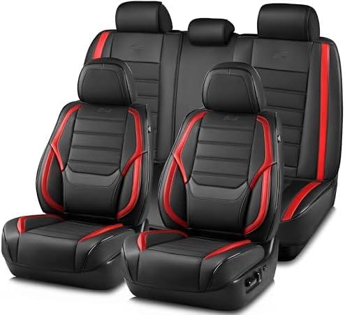 Skechers Seat Covers,Memory Foam Leather Car Seat Covers,Waterproof Car Seat Protector Full Sets,Car Seat Cushion Airbag Automotive Universal Fit for Most Cars,Vans,Trucks,SUV,Red