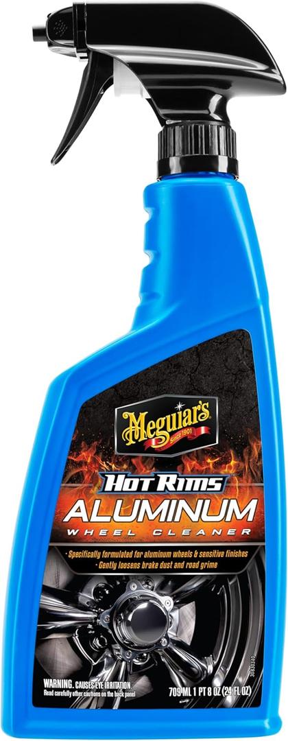 Meguiar's Hot Rims Aluminum Wheel Cleaner, Deep Foaming Rim Cleaner Spray Formulated to Effectively Clean Uncoated Polished Aluminum, Anodized, and Powder-Coated Wheels, 24 Oz