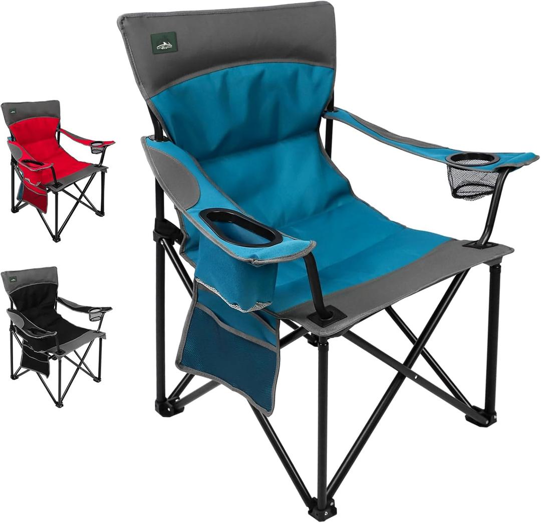 Northroad Foldable Camping Chair Heavy-Duty Outdoor Folding Chair Support Up to 300lbs for Hiking, Picnics, Patio, Beach, Fishing (Blue)