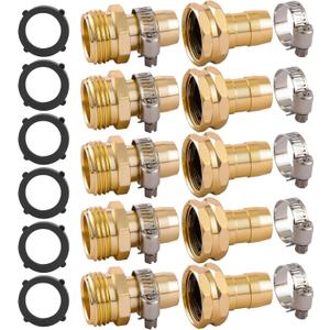 5 Set Garden Hose Repair Connector Kit with Clamps, Fit for 3/4" or 5/8" Garden Hose Fitting, Male and Female Hose Adapter, Water Hose Repair Kit