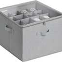 StorageWorks Shoe Organizer for Closet, Fits up to 16 Pairs, Shoe Cubby Storage Containers with Adjustable Dividers and Clear Cover, Grey (Medium)