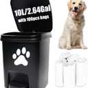 Tebiete Dog Poop Trash Can Outdoors Pet Waste Station with Lid Hands-Free Pedal Garden Yard Home with 100pc Waste Bags, Black (2.6Gal/10L Black, 2.6Gal/10L Black)
