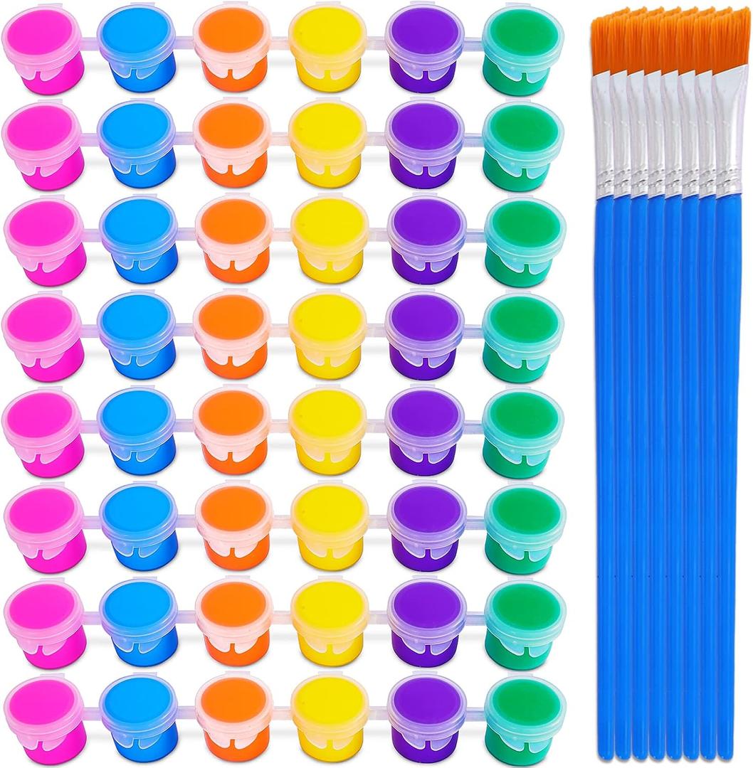 Acrylic Paint Set,48 Paint Pots in 6 Colors,Set of 8 Washable Paint Sets,Acrylic Paint Strips with 8 Pcs Paintbrushes,Craft Paint Sets for Kids & Adults,Camps,Schools and Clubs