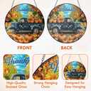 FLAGWIX Fall Decorations for Home - Tractor Stained Glass Window Hanging 8in - Sun Catchers Indoor Window, Fall Gifts for Women Men, Thanksgiving Decorations Suncatcher, Thanksgiving Gifts for Mom Dad (Denim  Thankful Ride)