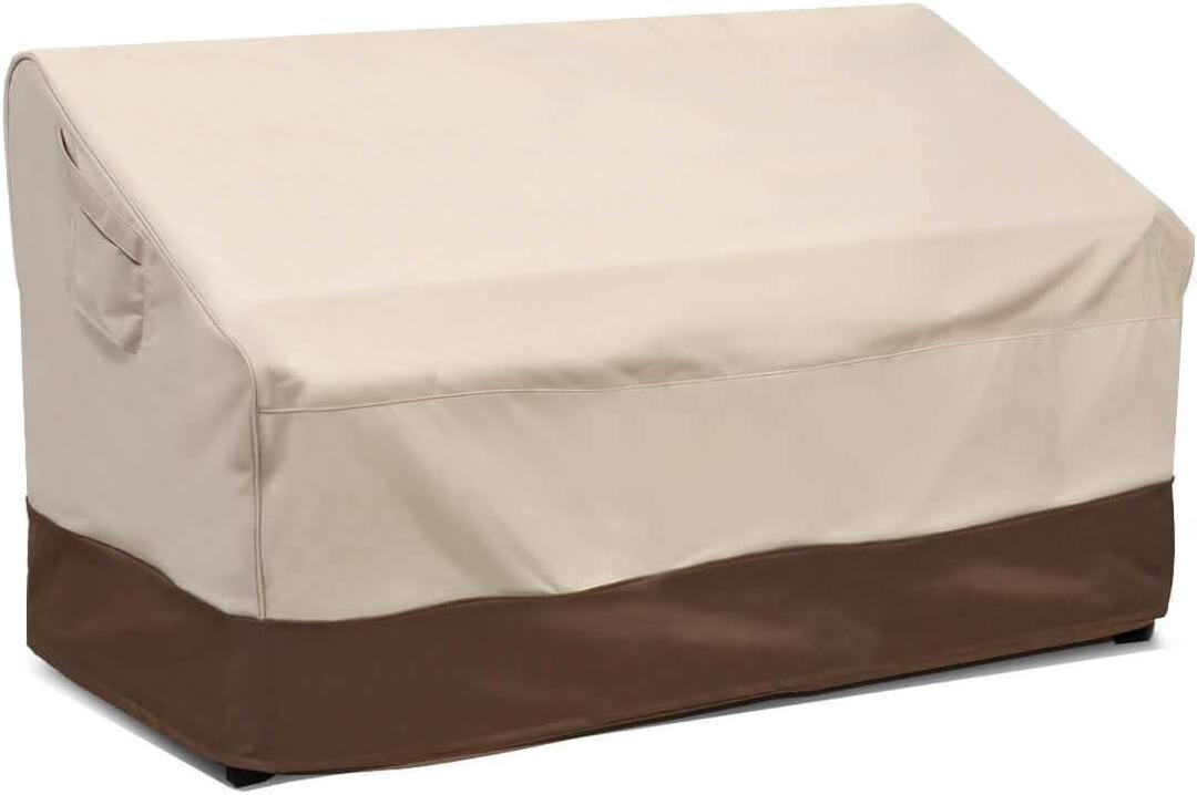 Vailge 2-Seater Heavy Duty Patio Bench Loveseat Cover,100% Waterproof Outdoor Sofa Cover, Lawn Patio Furniture Covers with Air Vent, Medium(Standard), Beige & Brown (Standard-M-34"Dx78"Wx32"H)