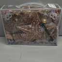 76Pcs Christmas Tree Decorations Set, Rose Gold Hanging Ornaments w/Bulk Shatterproof Plastic Balls, Artificial Poinsettia Flowers, Glitter Berries Stems for Indoor Xmas Home Holiday Party Decor