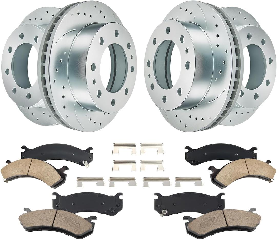 BDFHYK Front and Rear Brake Kit Compatible with GMC Yukon XL 2500 03-13, Compatible with Chevrolet Suburban 2500 02-13, Drilled Slotted Brakes Rotors and Ceramic Brake Pads, Replace S-55072, S-55055