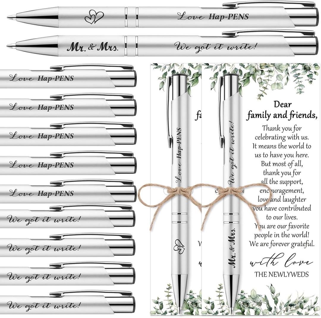 25 Set Wedding Favors for Guests Includes Black Ink Retractable Ballpoint Pen Thank You Cards Organza Bag with Hemp Rope Bridal Shower Favors Bridal Shower Gifts for Party Supplies