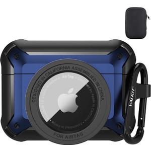 Valkit Compatible Airpods Pro 2/1 Case, 2 in 1 Rugged Protective Cases Shockproof Air Pod Pro Cases for Men Women iPod Airpods Pro 2nd/1st Generation Case, Black/Blue