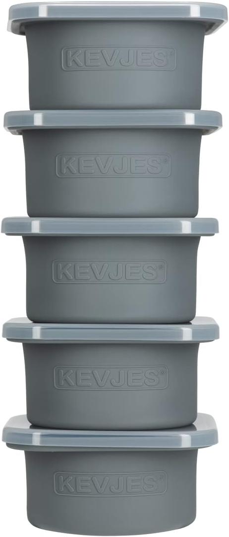 Stackable Silicone Artisan Pizza Dough Proofing Proving Containers with Lids-2/3/4/5 pack-500ml portion (Spacegrey, 5 PACK)