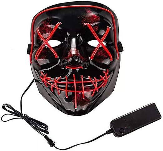 Halloween Scary LED Mask - Light Up Purge Mask for Festival Cosplay Party, Red