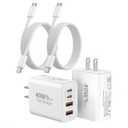 2Pack iPhone 17/16/15 Pro Max USB C to C Woven Cable Cord,PD 40W Type C Apple Charger 4 Port Wall Plug with 3FT USB C-C Fast Charging Woven Cord for iPhone 17 Air/16e/17/16/15/15 Plus/Pro/Pro Max/iPad