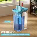 JOYMOOP Mop and Bucket Set with Wringer, Mops for Floor Cleaning, Wall Mop Cleaner with Long Handle, with 6 Reusable Microfiber Mop Pads - Grey+Cyan Blue