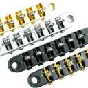Guyker Adjustable Tune-O-Matic Roller Saddle Locking Bridge, String Space 10.4mm Bridge Replacement Part for Electric Guitars(GM008, Chrome)