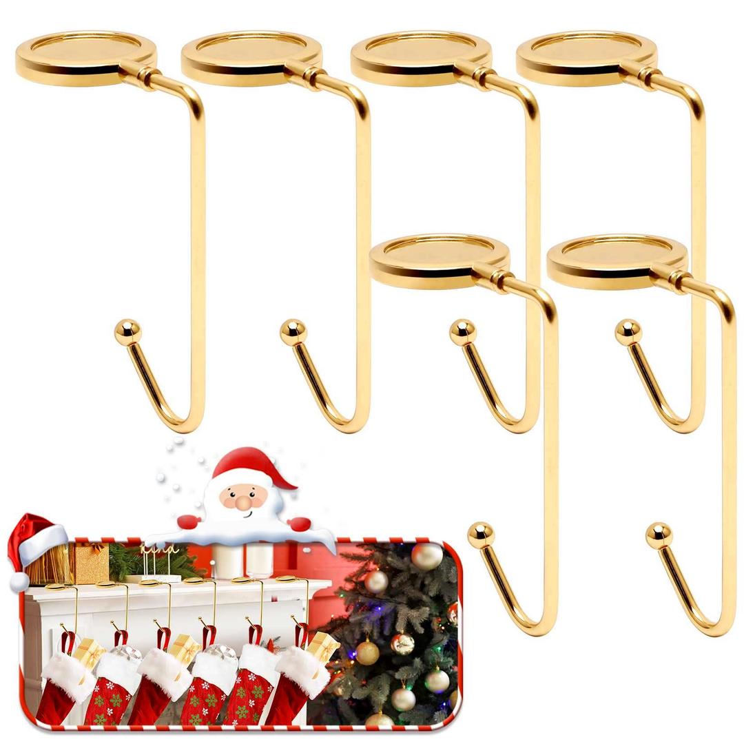 365park
Christmas Mantle Stocking Holders Set of 6 - Upgrade Non-Slip Fireplace Hangers, Lightweight Metal Hooks for Christmas Party Decoration (Gold)