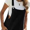 Yeokou Women's Cotton Linen Short Overalls Casual Summer Bib Shortalls with Pockets (S)