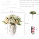 Peonies Artificial Flowers in Vase, Fake Hydrangea Silk Peony Flower Bouquet with Vase Faux Flowers Arrangement Decor Home Table Dining Room (White)