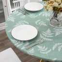 Tablecloth Circular Vinyl-Lined Flannel Tablecloth with Elastic Edge Design, Waterproof, Oil Resistant, wipeable and Reusable (Mimosa, for Up to 36-44 Inch Round Table)