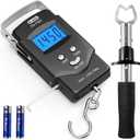 Dr.meter PS01 Fish Scale with Fish Lip Gripper - 110lb/50kg Backlit LCD Display Digital Weight Scale with Built-in Measuring Tape - Stainless Steel Fish Holder Tool Set, Fishing Gifts for Men