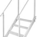 VEVOR Dock Stairs 4 Steps, 500lbs Load Pool Steps, Adjustable Height Aluminum Dock Ladders, Pontoon Boat Ladder with Handrails & Widen Nonslip Pedals for Lake/Pool/Marine Boarding/RV/House