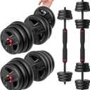 Adjustable Dumbbells, 20LB (10.0LB Pair) Free Weight Set with Connector, 2 or 3 in 1 Dumbbells Used as Barbell, Kettlebells, Fitness Exercises for Home Gym Suitable for Men/Women