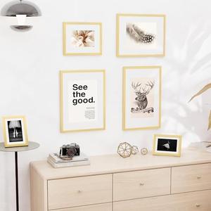 Venusmiles 16x24 inch Picture Frame, 16x24 Photo Frames with 12x18 Removable Mat - High Definition Plexiglass - Vertical and Horizontal Display - Wall Hanging Poster Frame - Gold, 4 Pack