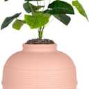Good Pet Stuff Original Hidden Litter Box Planter, Decorative Cat Litter Enclosure, Carbon Filter, Faux Plant, Round Design, Easy to Clean, Base Kit, Broad Leaf Philodendron, Blush Coral