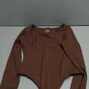 Avidlove Bodysuit for Women Long Sleeve Double Lined Tank Top V Neck Bodysuit Tummy Control Shapewear (Small, Brown)