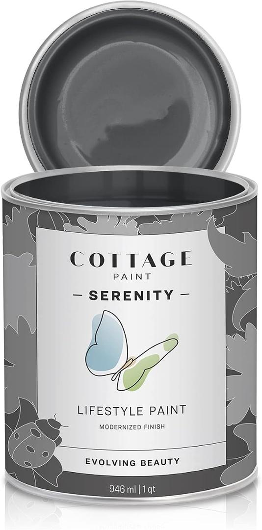 Serenity Silk All-in-One Mineral Chalk Paint for Furniture, Home Decor, Cabinets and DIY Crafts - Built-in Topcoat - (32oz, Slate) (32 Fl Oz (Pack of 1))