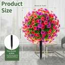Hotop 2 Pack 22" Artificial Boxwood Ball Topiary Flower Trees with Ground Spike, UV Resistant Weatherproof Faux Floral Shrubs for Outdoor Garden Patio Porch Indoor Home Decor(Purple and Pink)