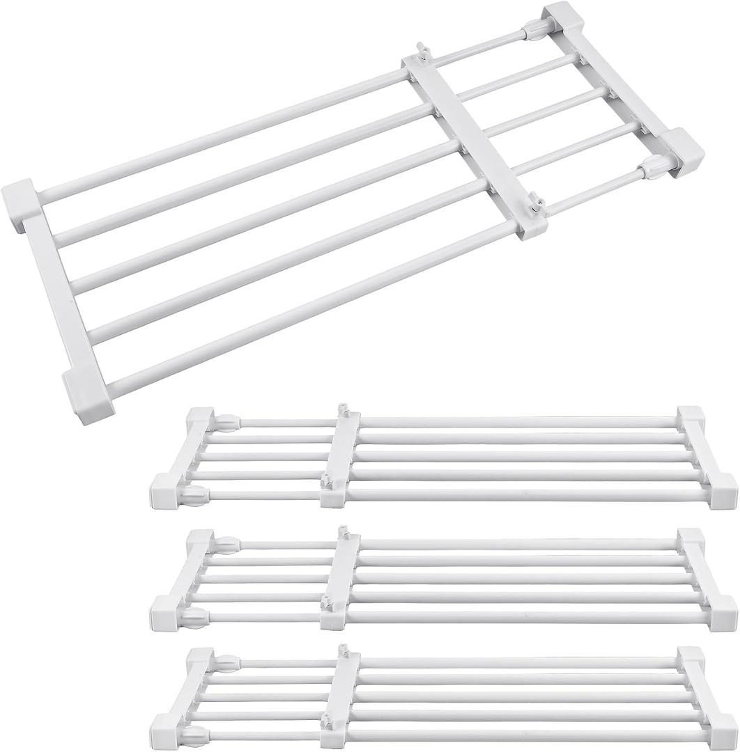 Geetery 4 Pcs Closet Tension Shelf Metal Expandable Closet Shelf Dividers Adjustable DIY Shelf Separators in Closet Tension Rod Storage Rack for Cabinet Kitchen Wardrobe (19.7''-31.5'' X 9.45'')
