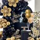 6 Set Balloon Stand Kit for Table Centerpieces With Balloon and Base Party Decorations for Birthday Wedding Retirement Graduation Baby Shower (Black Gold), 3.5 inches x 3.5 inches x 2.7 inches