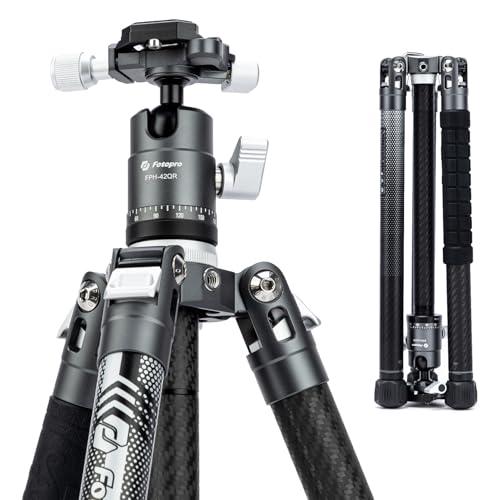 Fotopro Carbon Fiber Tripod for Camera 2lbs Ultralight 62 Inch Travel Camera Tripod Max Loads Up 22lbs X-Aircross 3 Grey