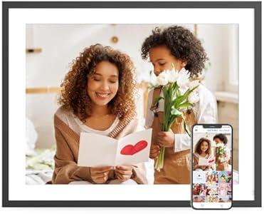 17" Digital Photo Frame Large-Digital-Picture-Frame - 32GB Touchscreen Display, Auto-Rotate, Load Photo Video from Phone to Digital Frame Via App or Email, Free Cloud, Birthday Gifts for Mom Dad