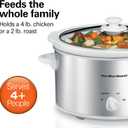 Hamilton Beach 4-Quart Slow Cooker with 3 Cooking Settings, Dishwasher-Safe Stoneware Crock & Glass Lid, Stainless Steel (33140G)