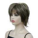 Lydell Short Layered Shaggy Full Synthetic Wig Wigs 12TT26 Brown Highlights