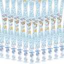 30 Sets Winnie Pacifier Necklaces for Baby Shower, It's a Girl Baby Shower Favors, 30 Sets Blue Acrylic Pacifiers with Blue Ribbon, Pooh Pacifier Necklace Gifts for Girls, Girl Bear Party Decor