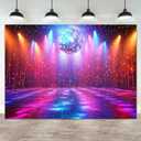 Disco Decorations Backdrop, Retro Glow Party 70s 80s 90s Theme Stage Dance Background Disco Party Decoration, Polyester Banner PartyBackdrop for Birthday Prom Portrait Photo Props 12x10ft
