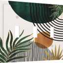 Green Mid Century Boho Abstract Modern Sun Arch Curve 3 Gang Light Switch Covers Decorative Triple Toggle Wall Plate 3 Hole Electrical Device Switchplate Faceplate for Bathroom Decor