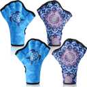 2 Pairs Swimming Gloves Aquatic Swim Training Gloves Webbed Fitness Swim Paddles for Lap Swimming Turtle Mandala Water Resistance Swimming Aquatic Gloves for Women Men Diving