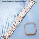 Resin Watch Bands with Case Compatible with Apple Watch Band 40mm 41mm 44mm 45mm Women Watch Strap with Glitter Bling Protective Cover Wristband for iWatch Series 8 7 SE SE2 6 5 4, Nougat White 40mm