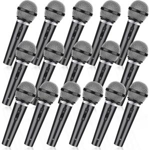 Facmogu 16PCS Fake Microphone Prop, Plastic Prop Microphone for Kids, Fake Pretend Play Microphone Toy for Karaoke Costume, Kids Mic Props for Halloween Christmas Cosplay Music Birthday Party Favors
