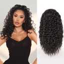 QGZ Ponytail Extension Drawstring Ponytail for Black Women 18 Inch Synthetic Long Afro Curly Fluffy Ponytail for Daily Use(Black Brown)