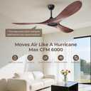 Obabala 60 Inch Ceiling Fan Without Lights, Walnut Finish | Outdoor Ceiling Fan with Remote, 6-Speed Adjustable Reversible DC Motor for Patio & Living Room