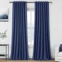 100% Blackout Linen Curtains 102 Inches Long 2 Panels for Bedroom Back Tab Pinch Pleated Black Out Curtain Neutral Cream Noise Cancelling Light Blocking Window Curtains 102 Inch Length