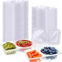 50pcs Double Compartment Condiment Container With Lids,Disposable 2 Compartment Sauce Containers Clear Plastic Snack Containers For Travel