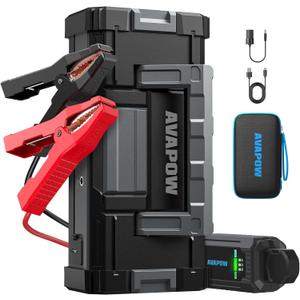 AVAPOW 6000A Car Battery Jump Starter Portable (12V DC Output for All Gas or up to 12L Diesel), Jump Box for Car Battery with USB3.0 Power Bank, Jump Pack with SOS Bright Light