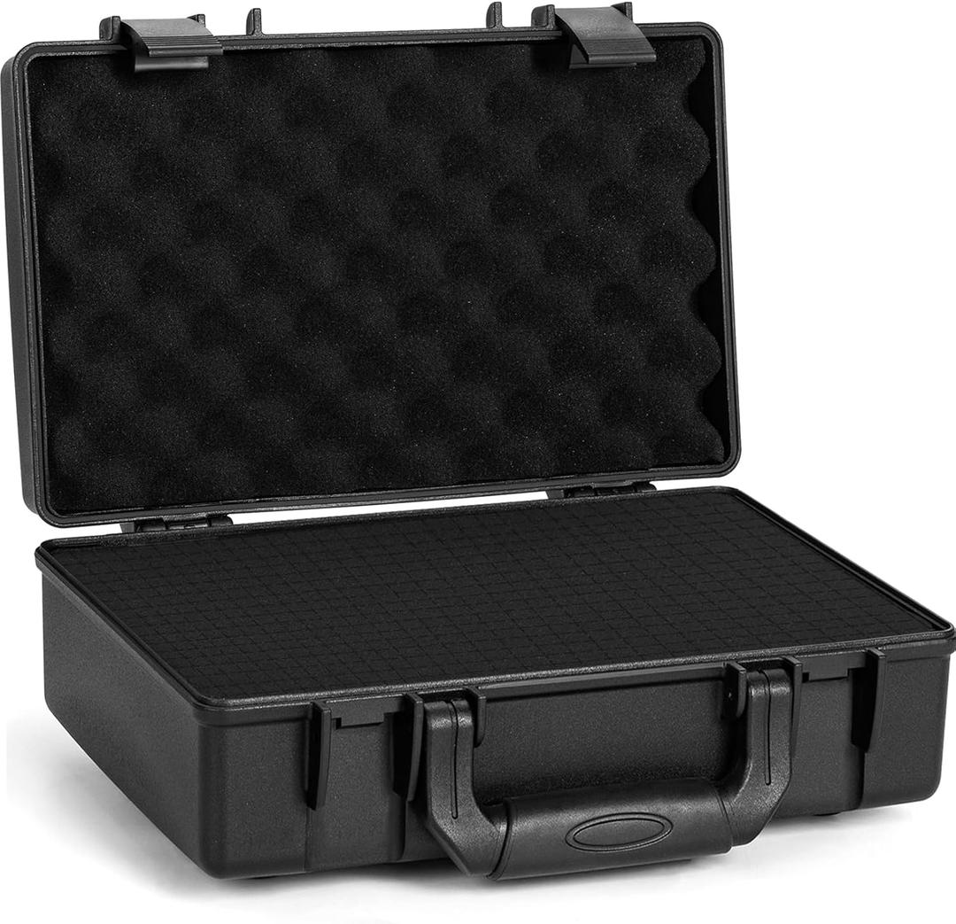 13.6 inch Hard Carrying Case,Shockproof Storage Box with Customizable Foam,Portable Protective Tool Box for Microphone,Recorder,Electronics,Tools,Cameras,Equipment and More,13.6"x8.3"x2.5"