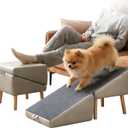 Split Ottoman Dog Ramp for Couch, 17.52" H Dog Stairs for Small Dogs and Cats, Foldable Pet Steps for Puppy and Medium/Senior Dogs,Non-Slip and Portable