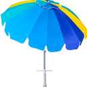AMMSUN 7.5ft Heavy Duty HIGH Wind Beach Umbrella with sand anchor Vent Tilt Portable Sun Shelter, UV 50+ Protection Outdoor Sunshade Umbrellas Carry Bag for Patio Garden Pool Backyard Multicolor Blue